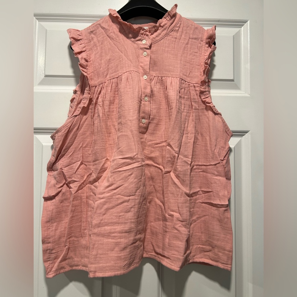 J. Crew Coral Ruffled Blouse